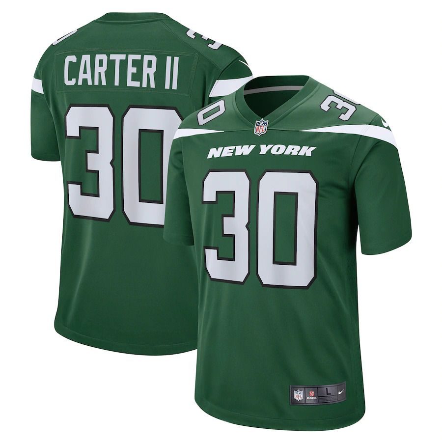 Men New York Jets #30 Michael Carter II Nike Gotham Green Game NFL Jersey